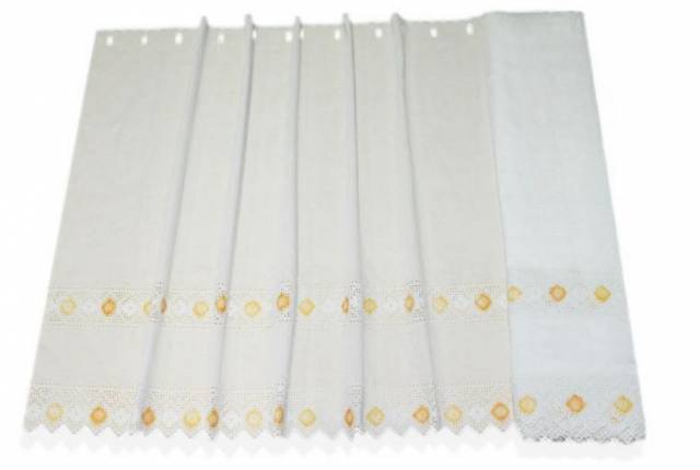 Vendita on line tessuto tendino con incassi pizzo fiorellino giallo - prodotti