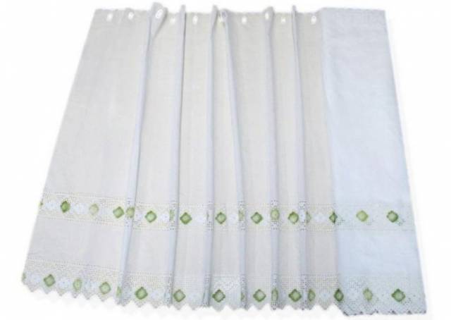 Vendita on line tessuto tendino con incassi pizzo fiorellino verde - prodotti