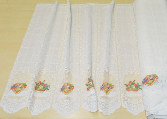 Vendita on line tessuto tenda ricamata con disegno vaso fiori - prodotti