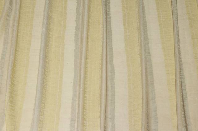 Vendita on line tessuto tenda organza stropicciata riga gialla verde - tessuti per