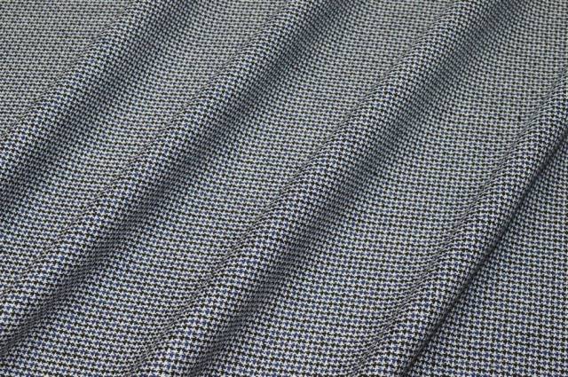 Vendita on line tessuto misto lana lino seta microfantasia nero blu - prodotti