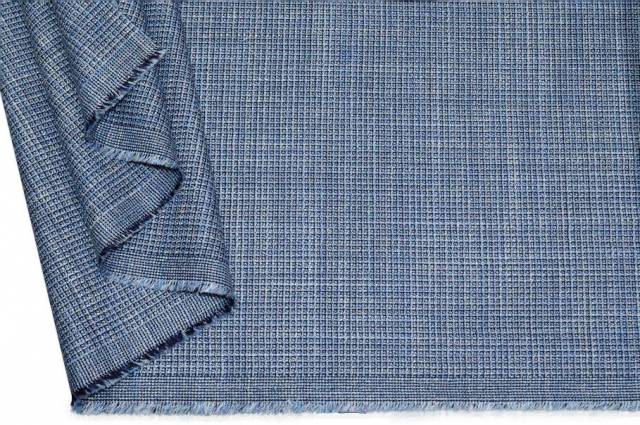 Vendita on line tessuto misto lana lino seta microfantasia azzurra - tessuti abbigliamento lino fantasia