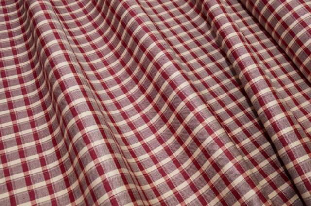 Vendita on line tessuto misto lino stretch scacchetto bordeaux - tessuti abbigliamento lino fantasia
