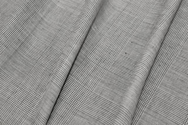 Vendita on line tessuto principe di galles misto lana lino grigio - tessuti abbigliamento sete fantasia