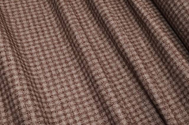 Vendita on line tessuto misto lino lana quadretto marrone bruciato - tessuti abbigliamento lino fantasia