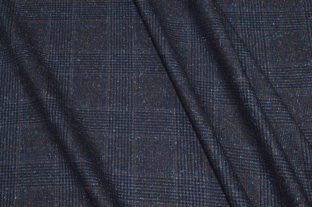 Vendita on line tessuto flanella lana seta principe di galles blu riga marrone - prodotti