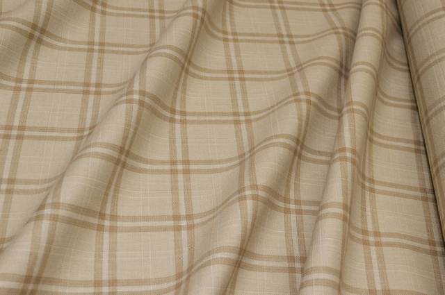 Vendita on line tessuto lana lino scacco beige - tessuti abbigliamento lino fantasia