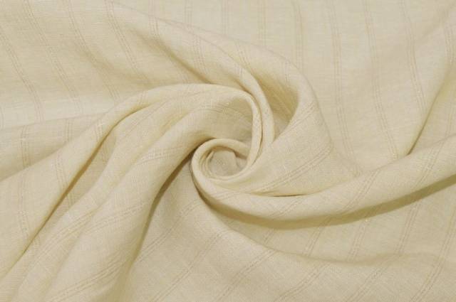 Vendita on line tessuto puro lino crema con righino lurex - tessuti abbigliamento lino fantasia
