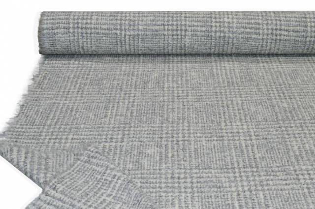 Vendita on line tessuto boucle lana alpaca scacco grigio - prodotti