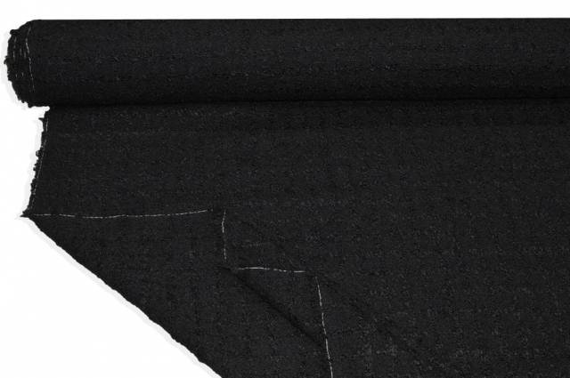 Vendita on line tessuto pura lana effetto boucle nero - tessuti abbigliamento lana