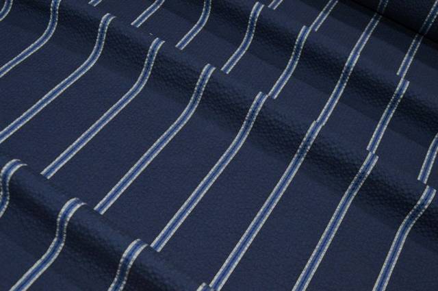 Vendita on line tessuto cotone goffrato stretch riga blu - cotoni fantasie varie