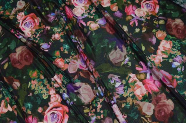 Vendita on line tessuto crepe de chine pura seta fantasia rose - prodotti