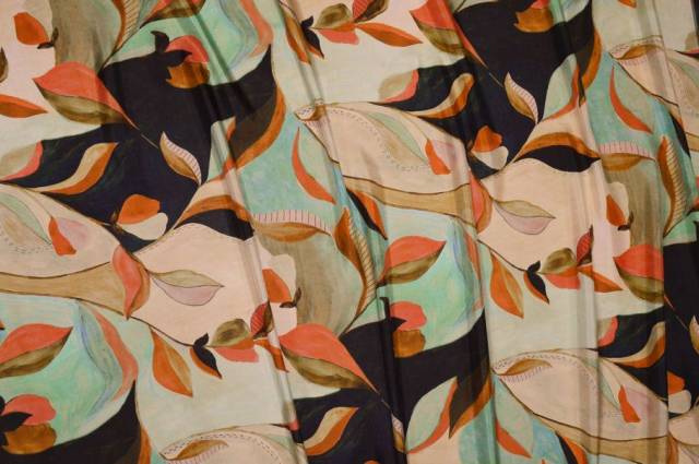Vendita on line tessuto pura seta shantung leggero fantasia foliage - prodotti