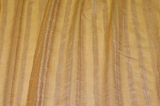 Vendita on line tessuto tenda organza misto lino rigato oro - prodotti