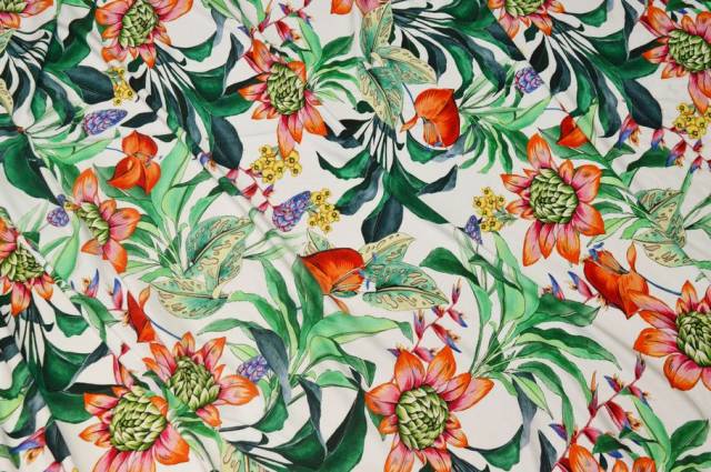 Vendita on line tessuto maglina in viscosa fantasia tropical - prodotti