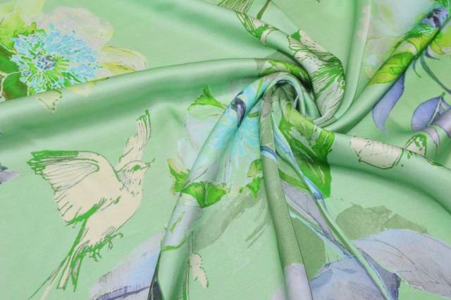 Vendita on line tessuto rasatello pura viscosa fantasia moda verde - prodotti