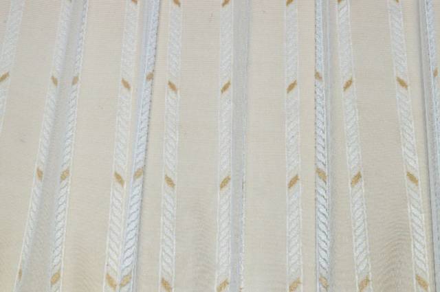 Vendita on line tessuto tenda tulle colore naturale con ricamo ocra - tessuti per in offerta