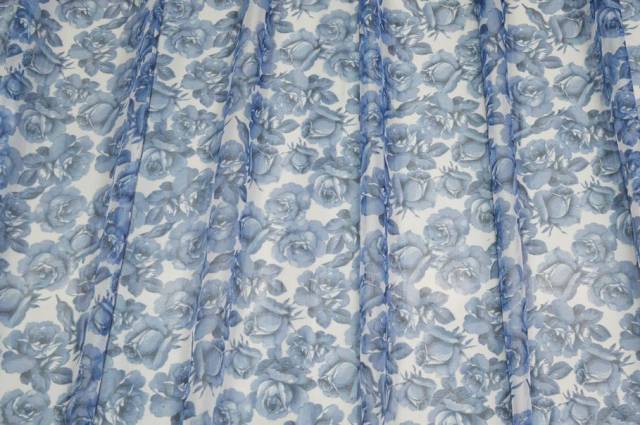 Vendita on line tessuto tenda velo fantasia fiore blu - tessuti per in offerta