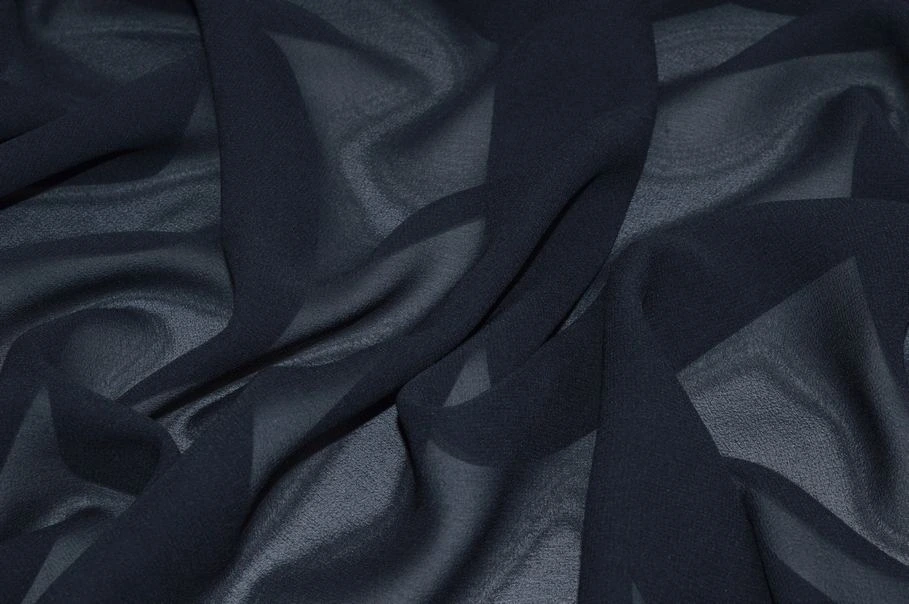 Vendita on line tessuto crepe georgette in pura seta blu scuro - tessuti abbigliamento sete