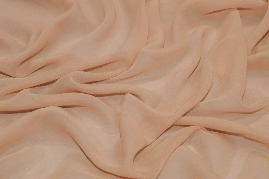 Vendita on line tessuto georgette pura seta color rosa salmone - tessuti abbigliamento sete