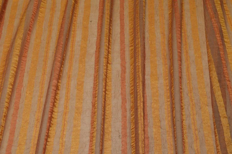 Vendita on line tessuto tenda velo stropicciato riga arancio - tessuti per in offerta