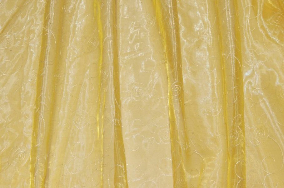 Vendita on line tessuto tenda organza gialla ricamo floreale - tessuti per in offerta