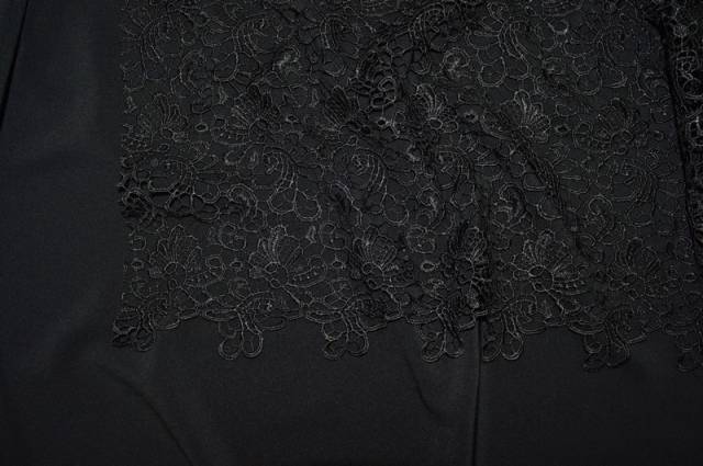 Vendita on line abbinamento cady larimar con pizzo macrame' col. nero - prodotti tessuti abbigliamento crepe cady