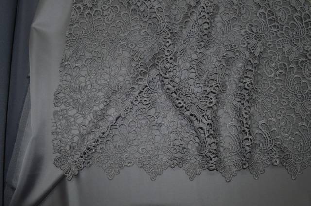 Vendita on line abbinamento raso elastico con pizzo macrame' col. grigio - prodotti tessuti abbigliamento crepe cady