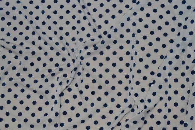 Vendita on line maglina bi stretch pois blu su fondo bianco - tessuti abbigliamento