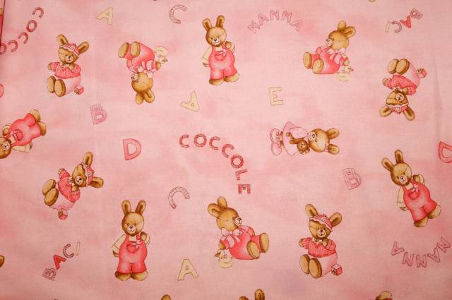 Vendita on line tessuto cotone coccole rosa - ispirazioni neonati e bambini fantasie doppia altezza