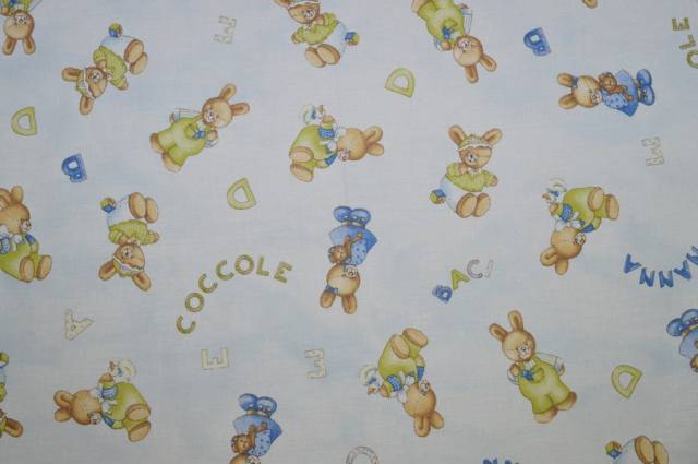 Vendita on line tessuto cotone coccole celeste - prodotti