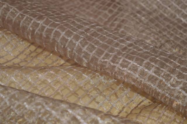 Vendita on line organza quadretto beige - tessuti per