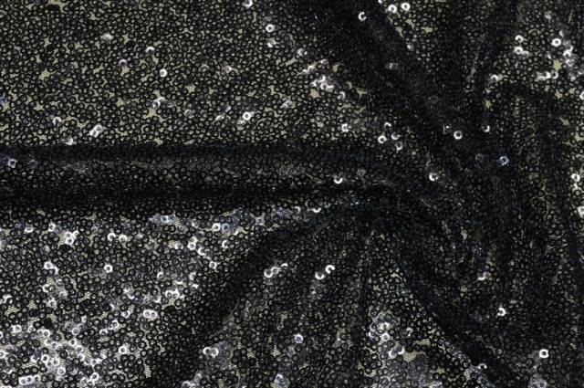 Vendita on line tessuto paillettes mm 3 nero - tessuti abbigliamento paillettes