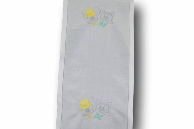 Vendita on line tendino misto lino ricamato gattini larghezza cm 40 - prodotti
