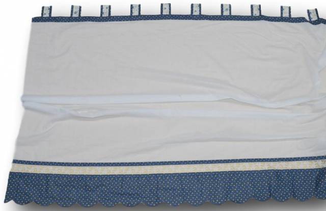 Vendita on line tendino tirolese balza cotone fiori blu altezza 240 - prodotti