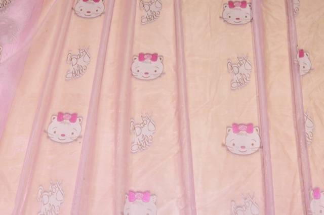 Vendita on line tessuto tenda organza rosa hello baby - tessuti per in offerta