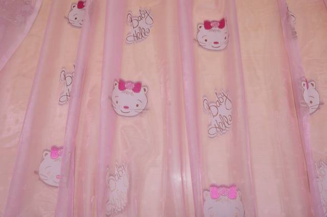 Vendita on line tessuto tenda organza rosa hello baby - prodotti