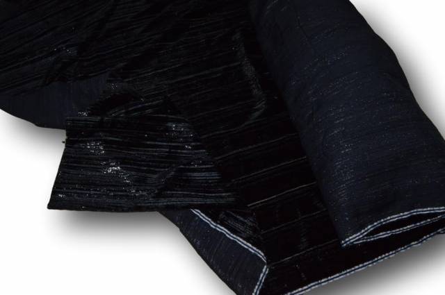 Vendita on line tessuto ciniglia rigata lurex nera - tessuti abbigliamento velluti e ciniglie