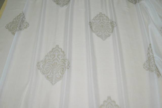 Vendita on line tessuto tenda con ricamo fil coupe beige - occasioni e scampoli tessuti arredo casa