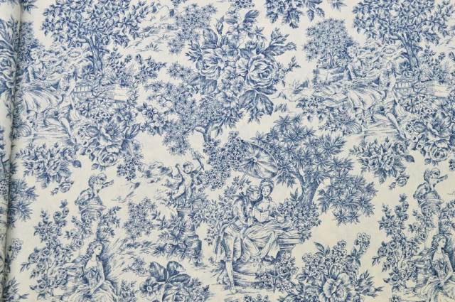 Vendita on line toile de jouy misto cotone azzurro - cotoni de jouy
