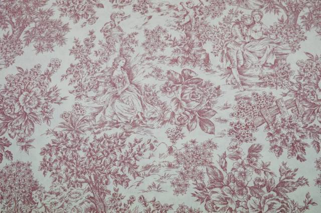 Vendita on line toile de jouy misto cotone rosso - tessuti arredo casa fantasie altezza