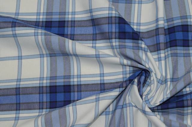 Vendita on line tessuto cotone camicia scacco bianco/azzurro - tessuti abbigliamento scacchi e scozzesi composizioni varie