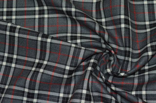 Vendita on line tessuto tartan scozzese lana grigio nero - tessuti abbigliamento