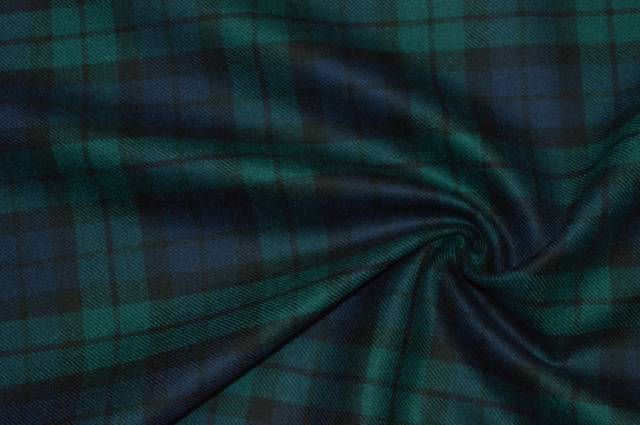 Vendita on line tessuto tartan scozzese lana verde blu - tessuti abbigliamento