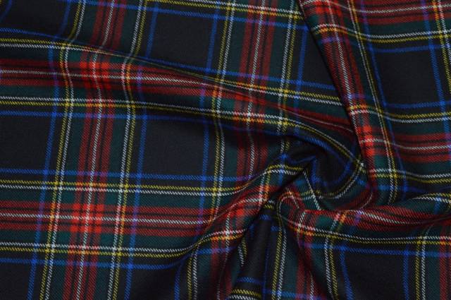 Vendita on line tessuto tartan scozzese lana fondo nero - tessuti abbigliamento
