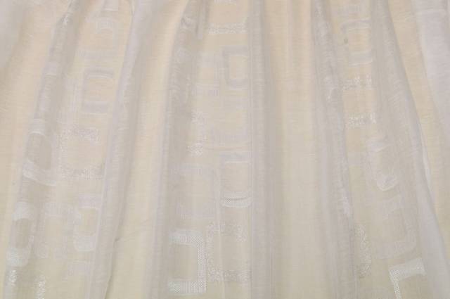 Vendita on line tessuto tenda misto lino ricamo geometrico lurex - tessuti per a metraggio moderne