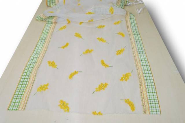 Vendita on line tendino organza fantasia mimose - tessuti per tendine metraggio a vetro larghezza cm 50