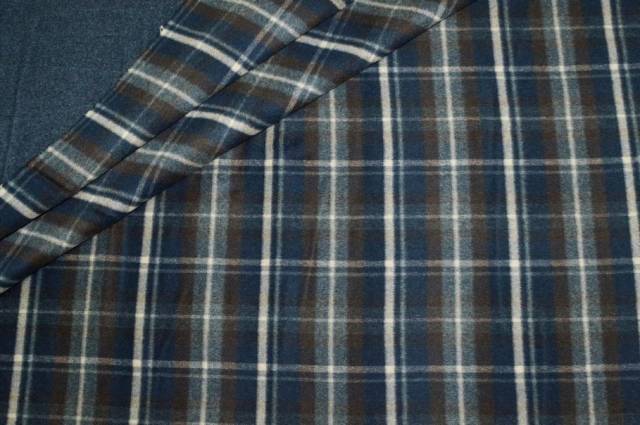 Vendita on line tessuto cappotto lana scacco blu - tessuti abbigliamento
