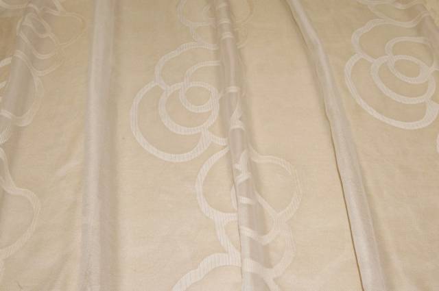 Vendita on line tessuto tenda crepe con fiore panna stilizzato - prodotti