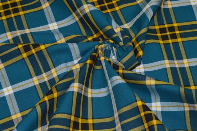 Vendita on line tessuto cotone camiceria scozzese ottanio - tessuti abbigliamento scacchi e scozzesi composizioni varie